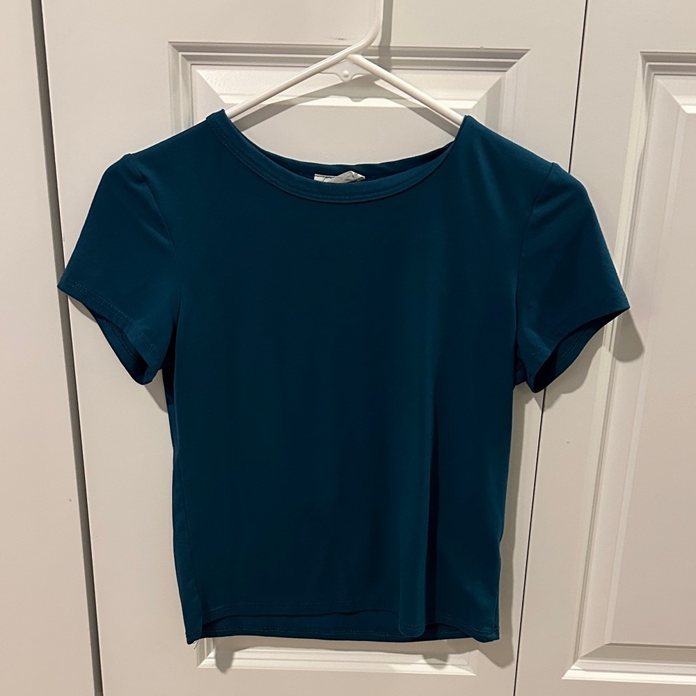 Chic Teal Short Sleeve Women's Top